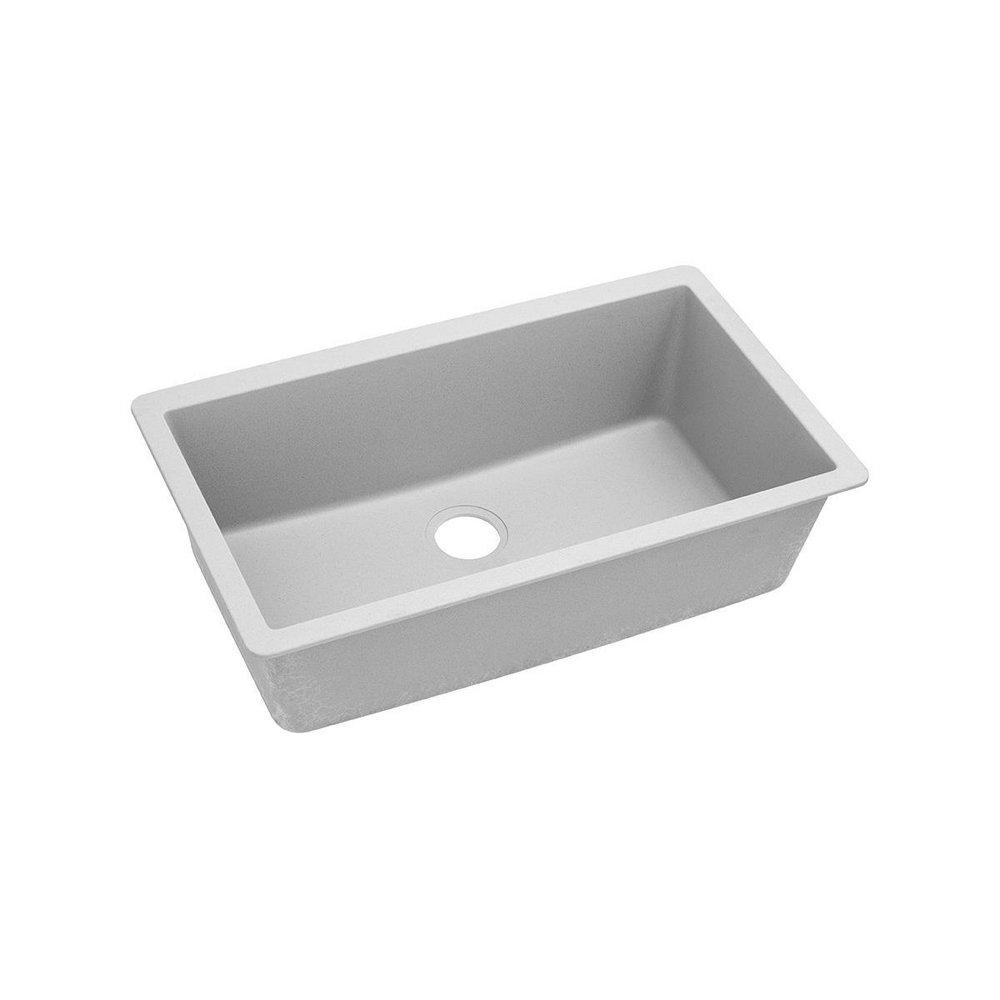 Elkay White 33 x 18-7/16 in. No Hole Composite Single Bowl Undermount Kitchen Sink 