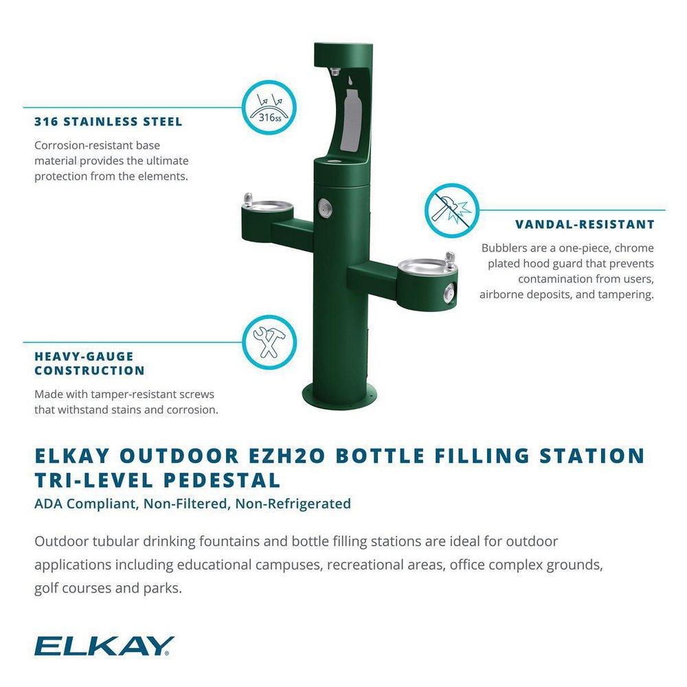 Elkay Black TRI-LEVEL PEDESTAL FTN W/UPPER BOTTLE FILLER ADA BLK 