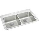 2 Hole Stainless Steel Double Bowl Top Mount Kitchen Sink in Lustertone