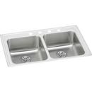 33 x 19-1/2 in. 1 Hole Stainless Steel Double Bowl Drop-in Kitchen Sink in Lustrous Satin