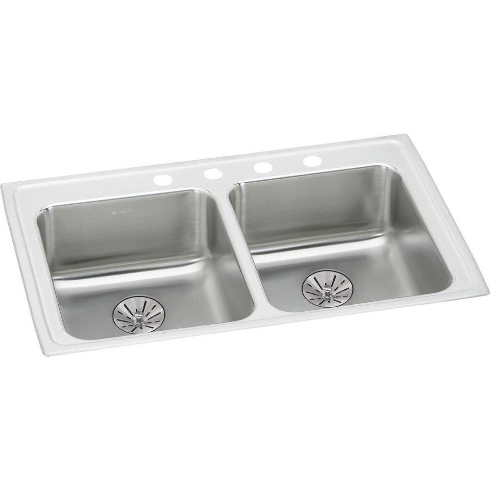 Elkay Lustrous Satin 33 x 19-1/2 in. Stainless Steel Double Bowl Drop-in Kitchen Sink in Lustrous Satin 