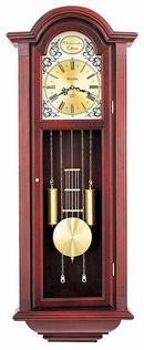 Bulova Corporation Dark Mahogany 38-1/2 x 15 in. Strike and Chime Wall Clock 