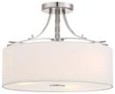 60W 3-Light Medium E-26 16.5 in. Wide Semi-Flush Ceiling Fixture with Fabric Shaden in Brushed Nickel