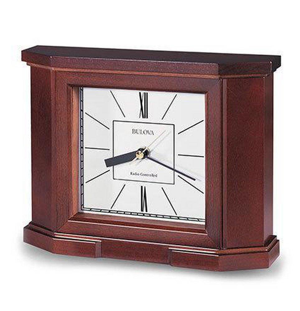 Bulova Corporation Mahogany 7-1/2 x 10 in. Radio Controlled Clock 