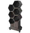 Crestview Collection Slate Grey 60 x 32 x 14 in. 3-Drawer Hexagon Bookshelf 