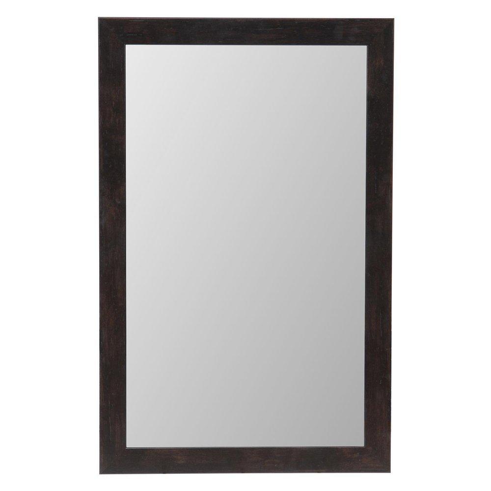 Crestview Collection Dark Walnut 34 x 22 in. Frame Rectangle Mirror 