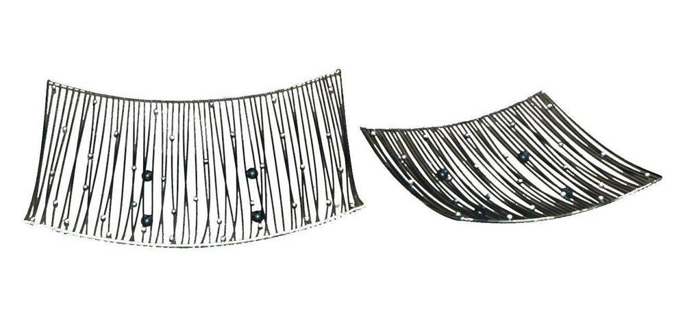 Crestview Collection Blackened Silver Metal Tray Set of 2 