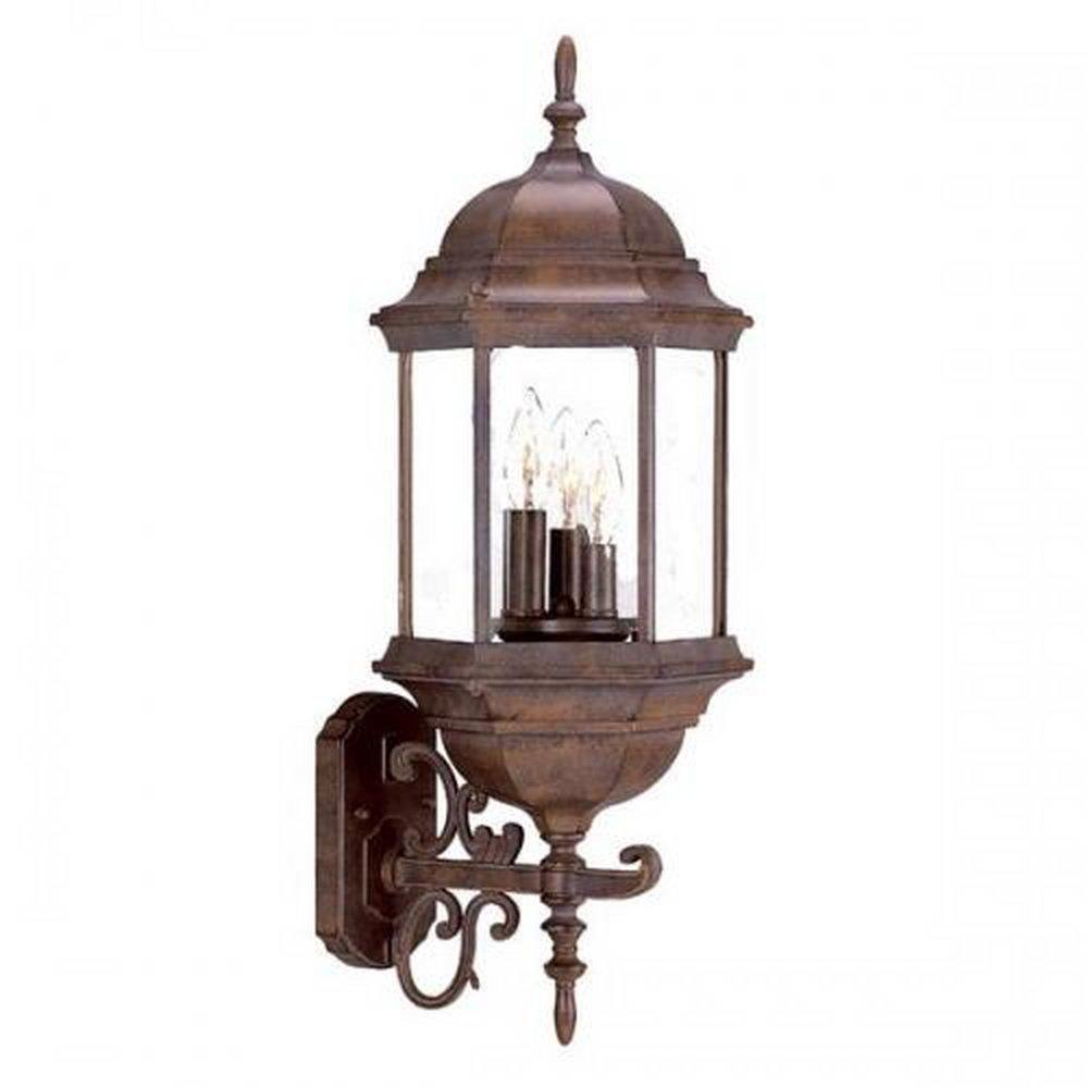 Acclaim Lighting Burled Walnut 26 in. 60W 3-Light Candelabra E-12 Base Wall Lantern 