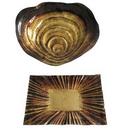 Crestview Collection Glass Oyster Gold Tray Set of 2 