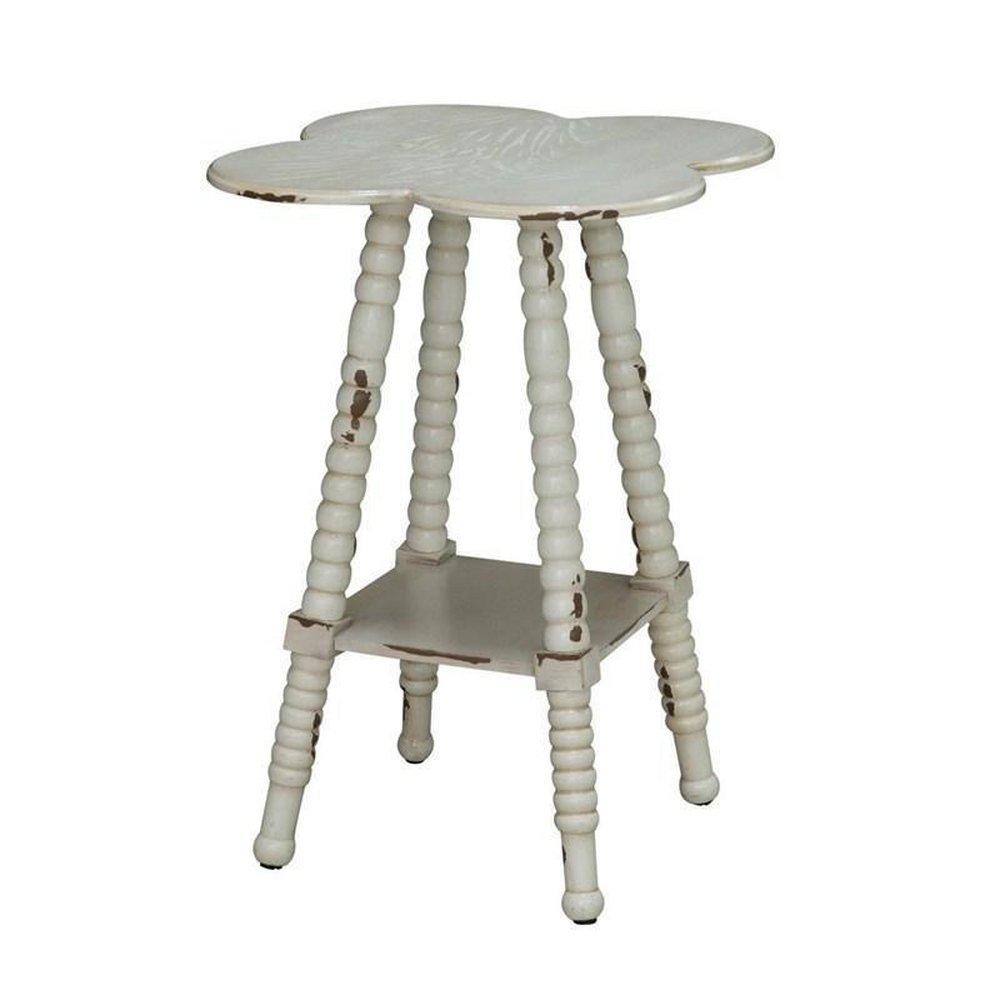 Crestview Collection White 26 x 18 in. Clover Shaped Accent Table 