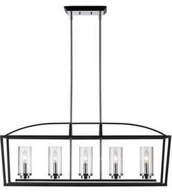 60W 5-Light Linear Pendant in Black