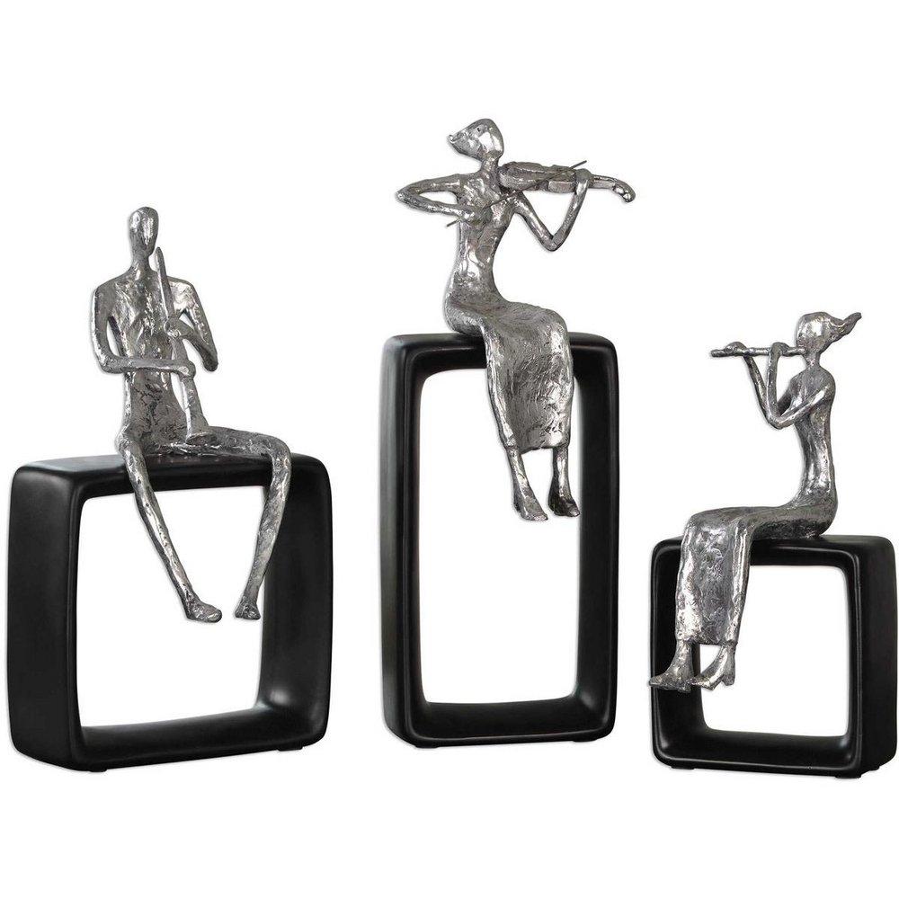 Uttermost Company Black/Polished Aluminum Musical Ensemble Figurine Set of 3 