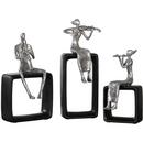 Musical Ensemble Figurine in Black and Polished Aluminum Set of 3