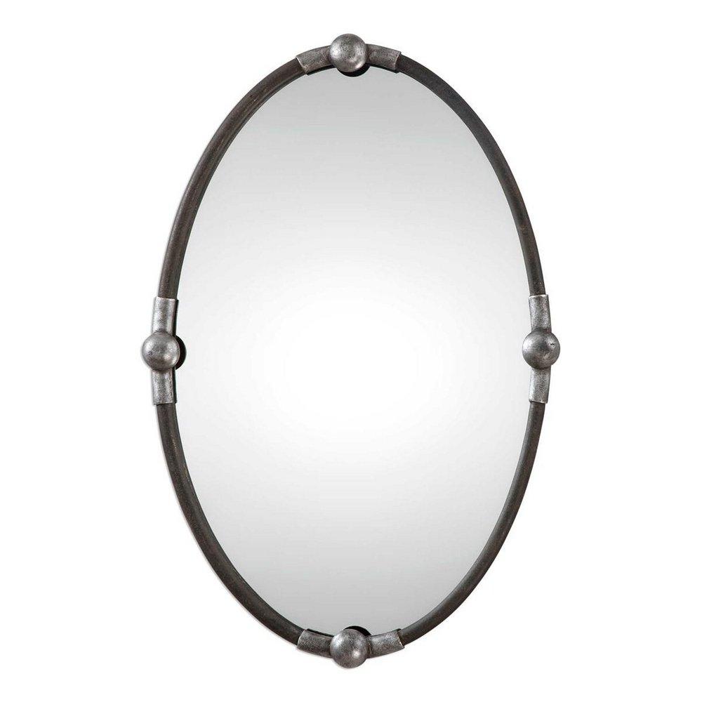 Uttermost Company Rust Black/Burnished Silver 32 x 22 in. Frame Oval Mirror 