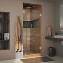 34 in. Frameless Hinged Shower Door with Clear Glass in Brushed Nickel