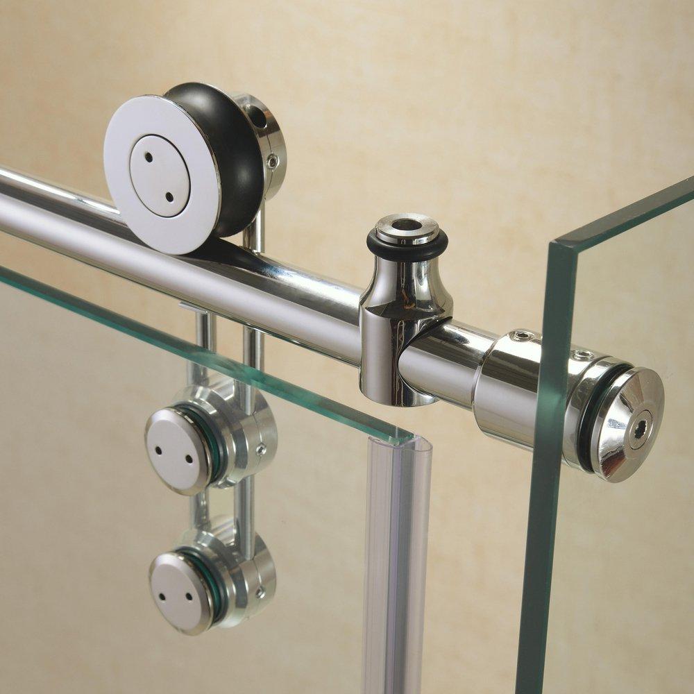 DreamLine Brushed Stainless Steel 60-3/8 in. Frameless Sliding Shower Enclosure with Clear Tempered Glass 