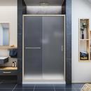 48 in. Frameless Sliding Shower Door with Frosted Glass in Brushed Nickel