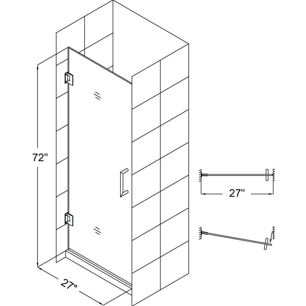 DreamLine Oil Rubbed Bronze 27 in. Frameless Hinged Shower Door with Clear Glass 