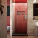 35 in. Frameless Hinged Shower Door with Clear Tempered Glass in Brushed Nickel