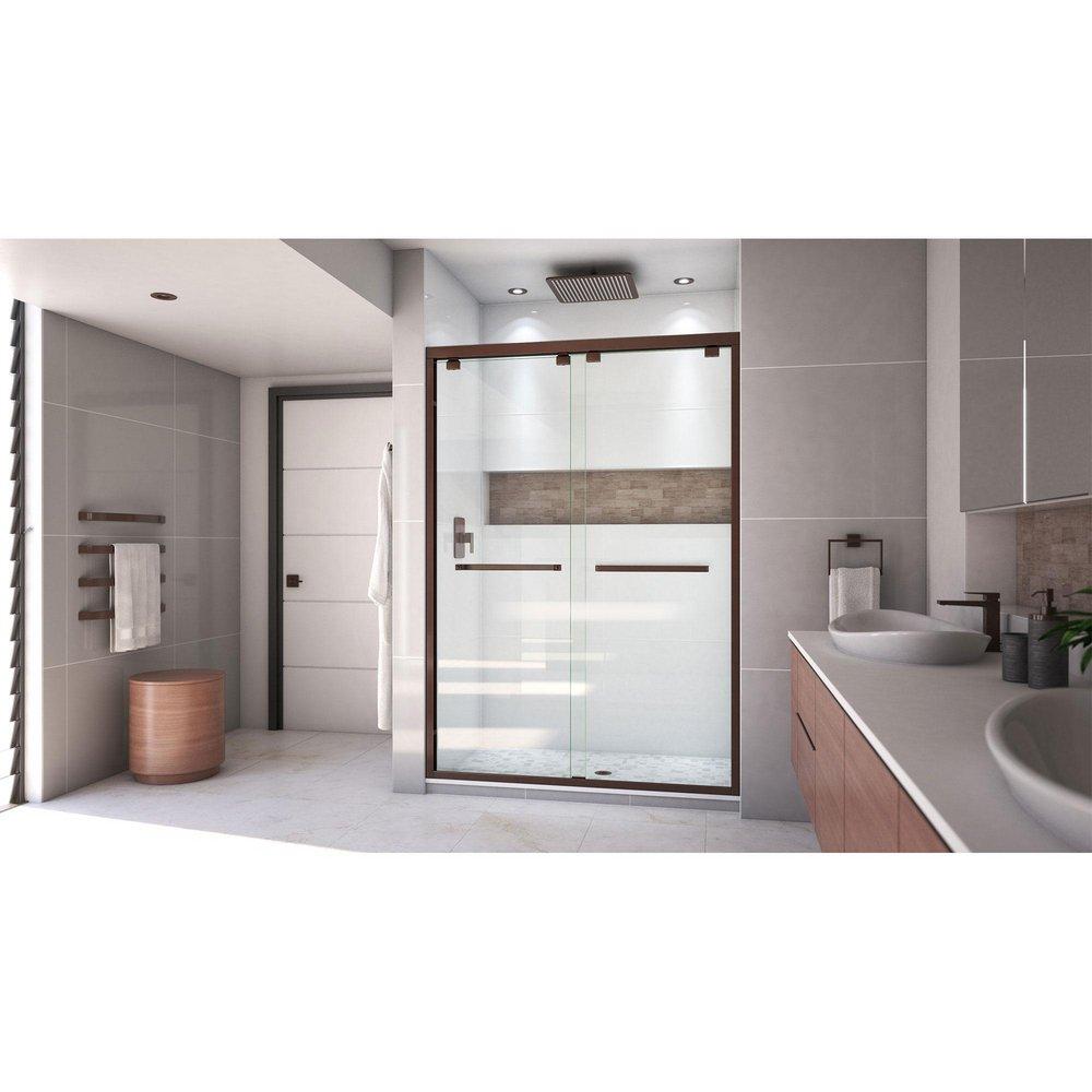 DreamLine Oil Rubbed Bronze 54 in. Frameless Bypass Sliding Shower Door with Clear Glass 