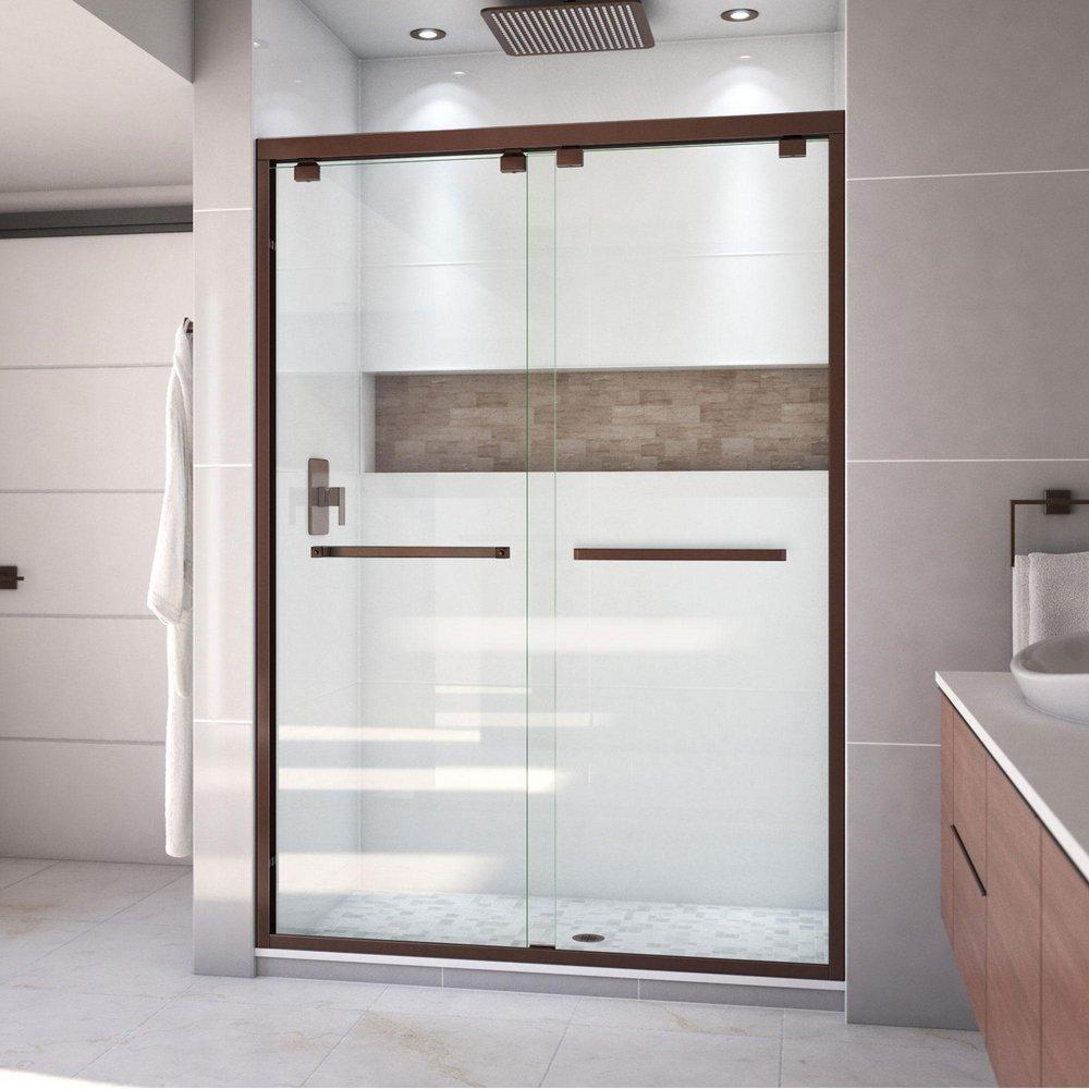 DreamLine Oil Rubbed Bronze 54 in. Frameless Bypass Sliding Shower Door with Clear Glass 