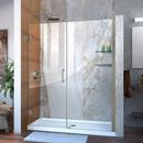 59 in. Frameless Hinged Shower Door with Tempered Glass in Brushed Nickel