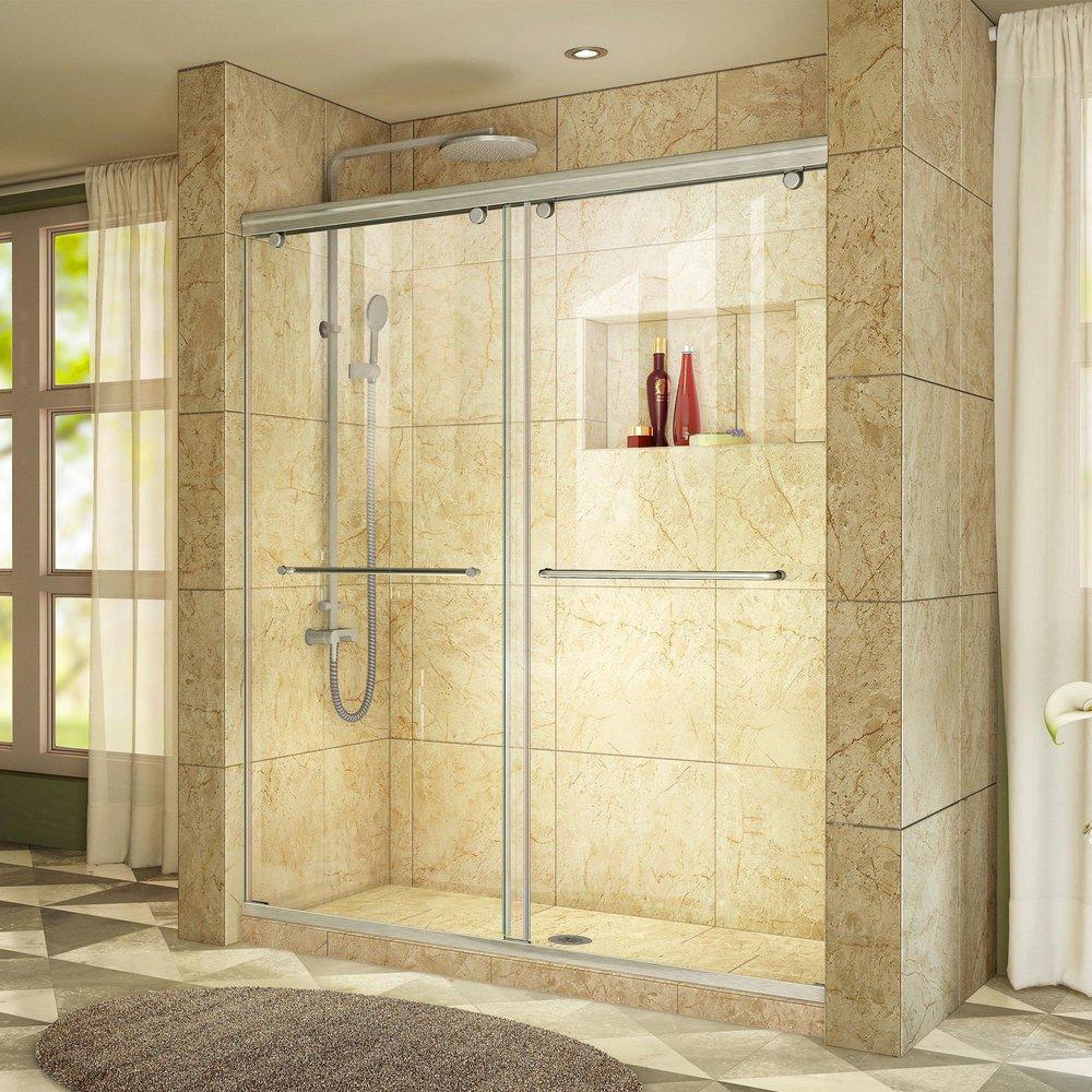 DreamLine Brushed Nickel 60 in. Frameless Sliding Shower Door with Clear Glass 