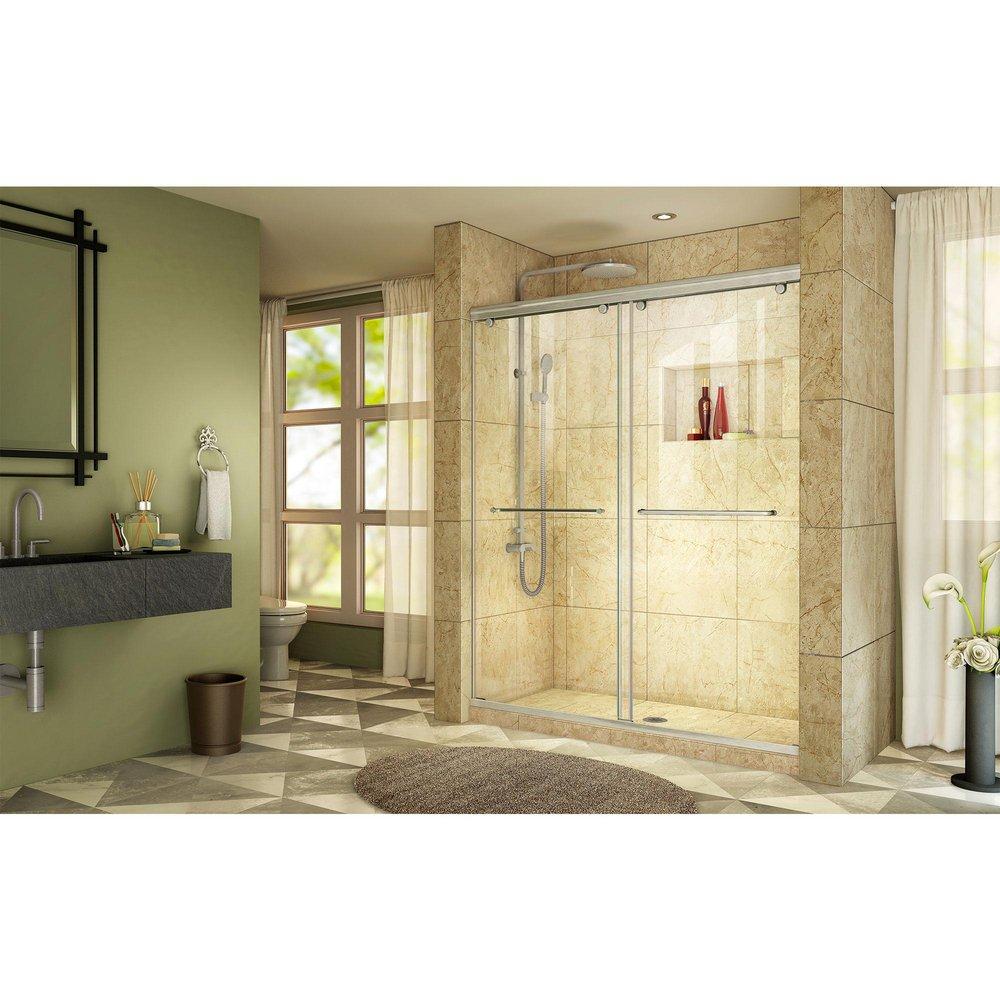 DreamLine Brushed Nickel 60 in. Frameless Sliding Shower Door with Clear Glass 