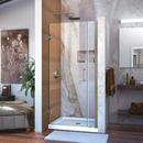 35 in. Frameless Hinged Shower Door with Clear Glass in Brushed Nickel
