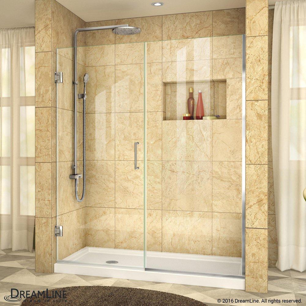 DreamLine Chrome 58-1/2 in. Frameless Hinged Shower Door with Clear Tempered Glass 