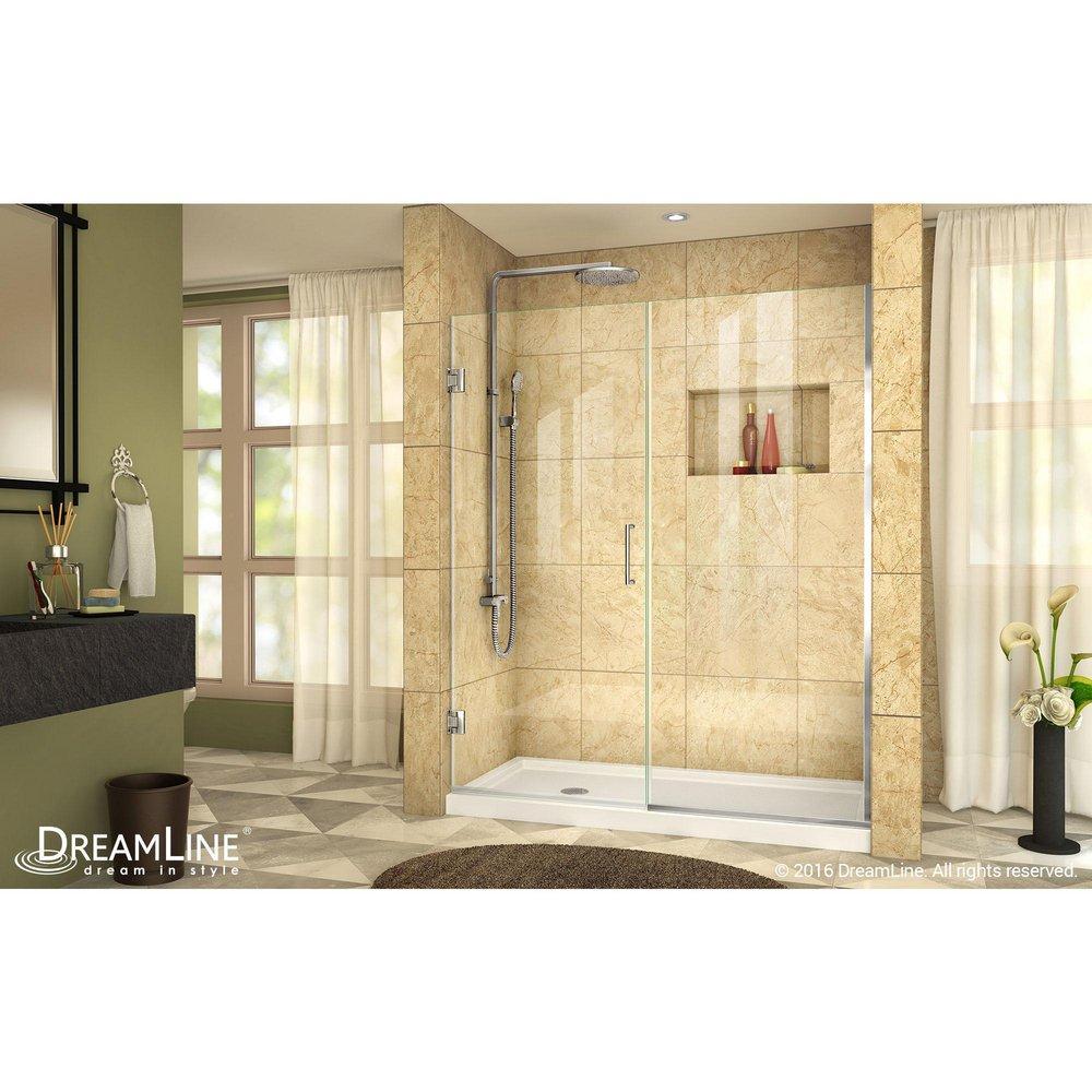 DreamLine Chrome 58-1/2 in. Frameless Hinged Shower Door with Clear Tempered Glass 