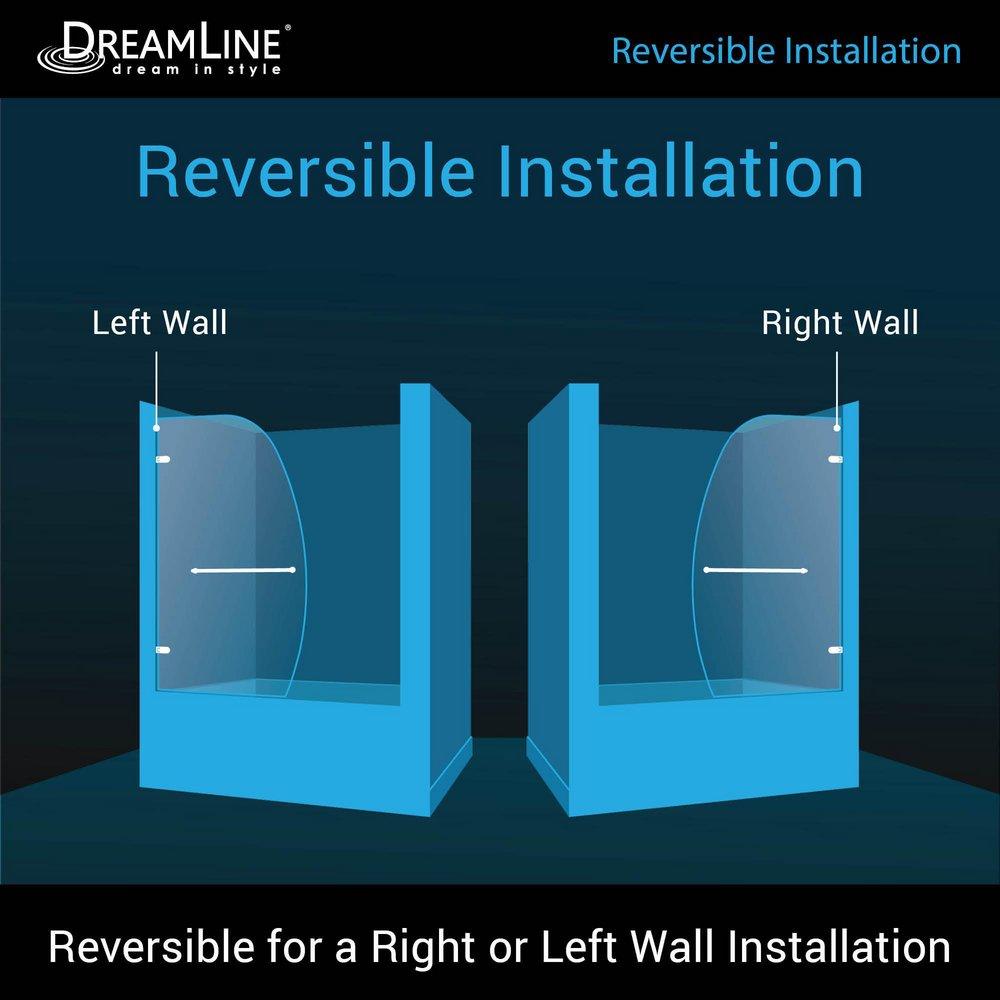 DreamLine Chrome 34 in. Frameless Hinged Tub and Shower Door with Clear Tempered Glass 