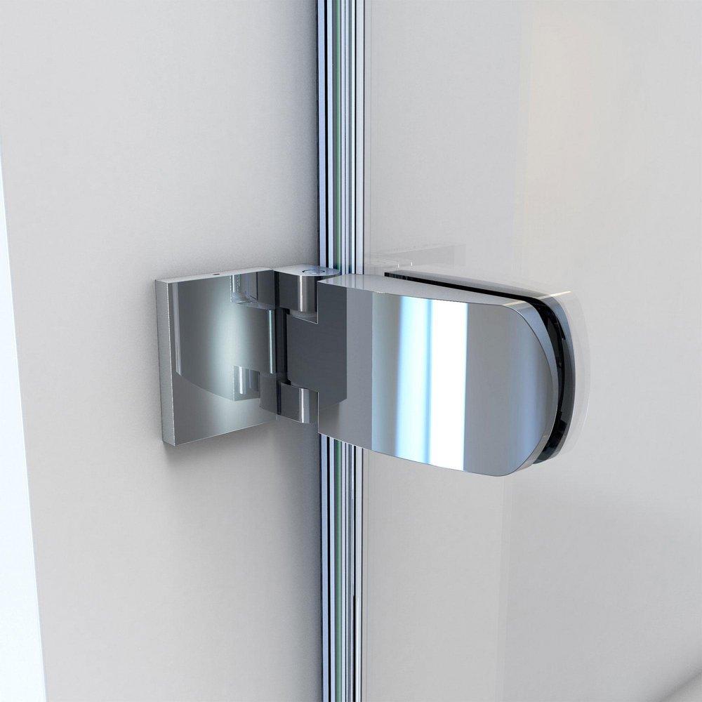 DreamLine Chrome 34 in. Frameless Hinged Tub and Shower Door with Clear Tempered Glass 