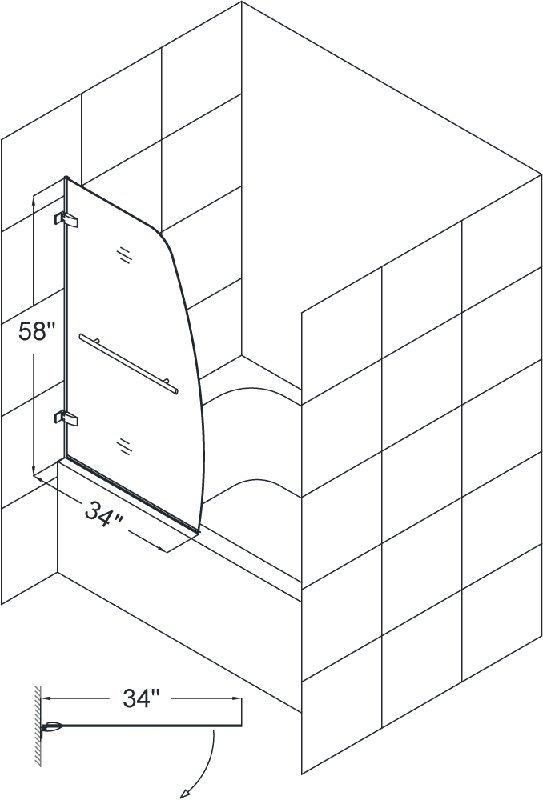 DreamLine Chrome 34 in. Frameless Hinged Tub and Shower Door with Clear Tempered Glass 