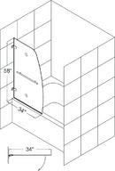 DreamLine Chrome 34 in. Frameless Hinged Tub and Shower Door with Clear Tempered Glass 