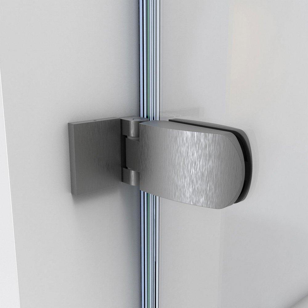 DreamLine Brushed Nickel 34 in. Frameless Hinged Tub and Shower Door with Clear Tempered Glass 