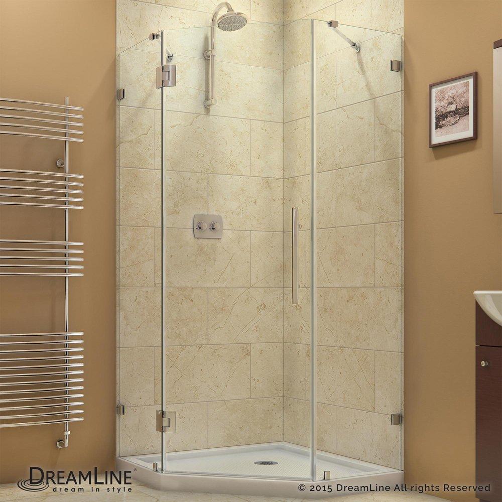 DreamLine Chrome 34-5/16 in. Frameless Hinged Shower Enclosure with Tempered Glass 