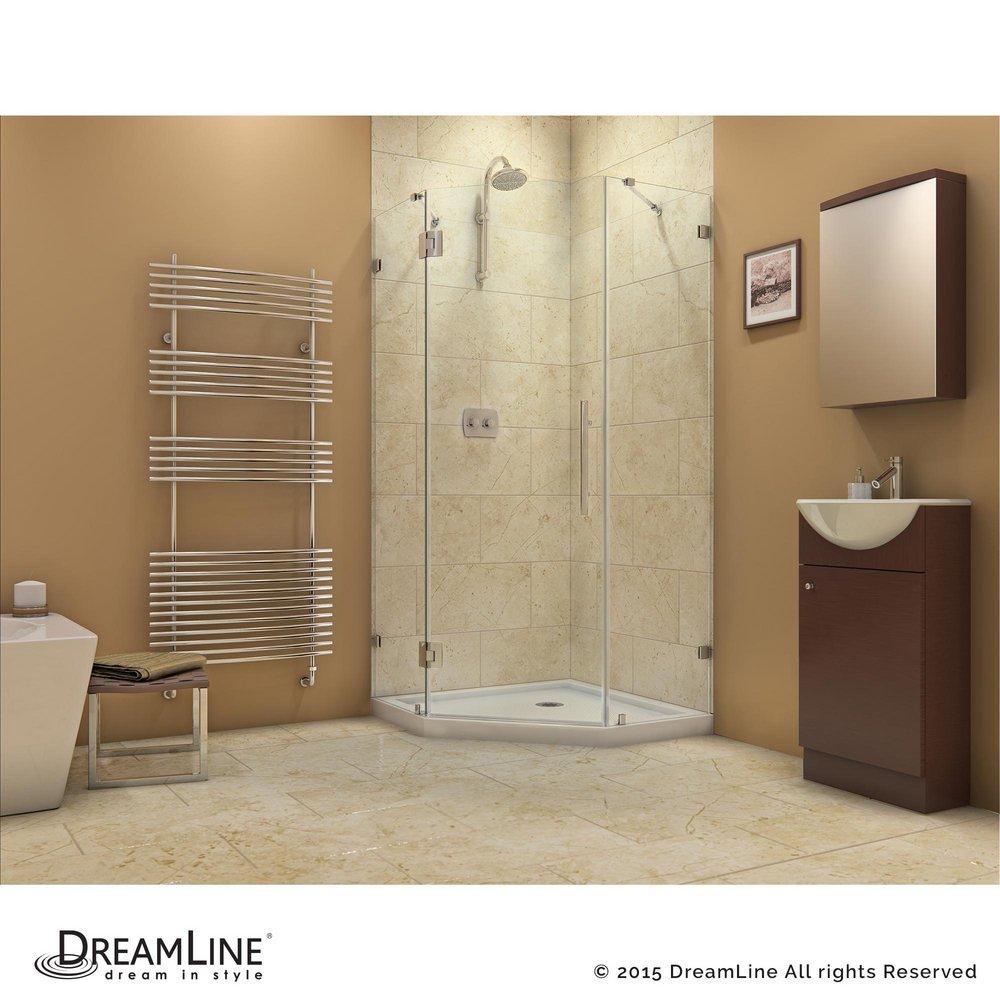 DreamLine Chrome 34-5/16 in. Frameless Hinged Shower Enclosure with Tempered Glass 