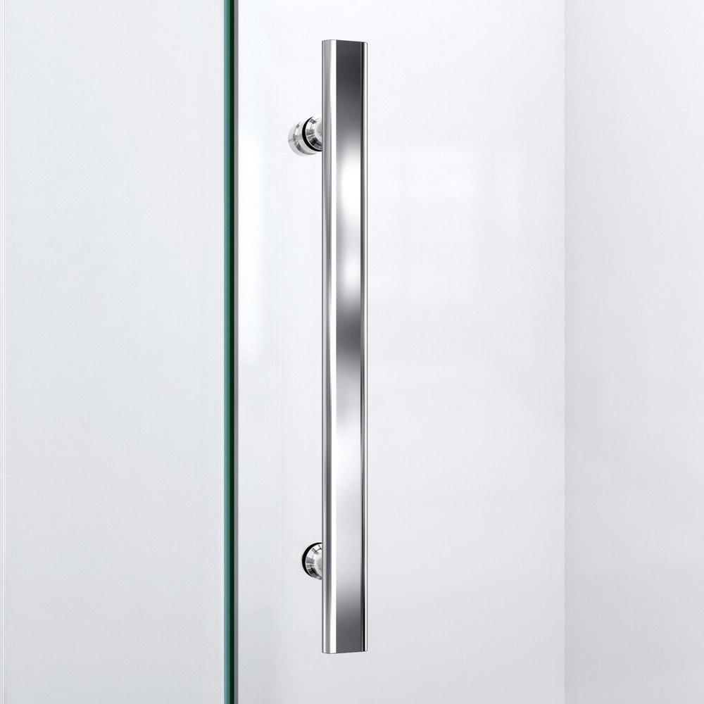 DreamLine Chrome 34-5/16 in. Frameless Hinged Shower Enclosure with Tempered Glass 