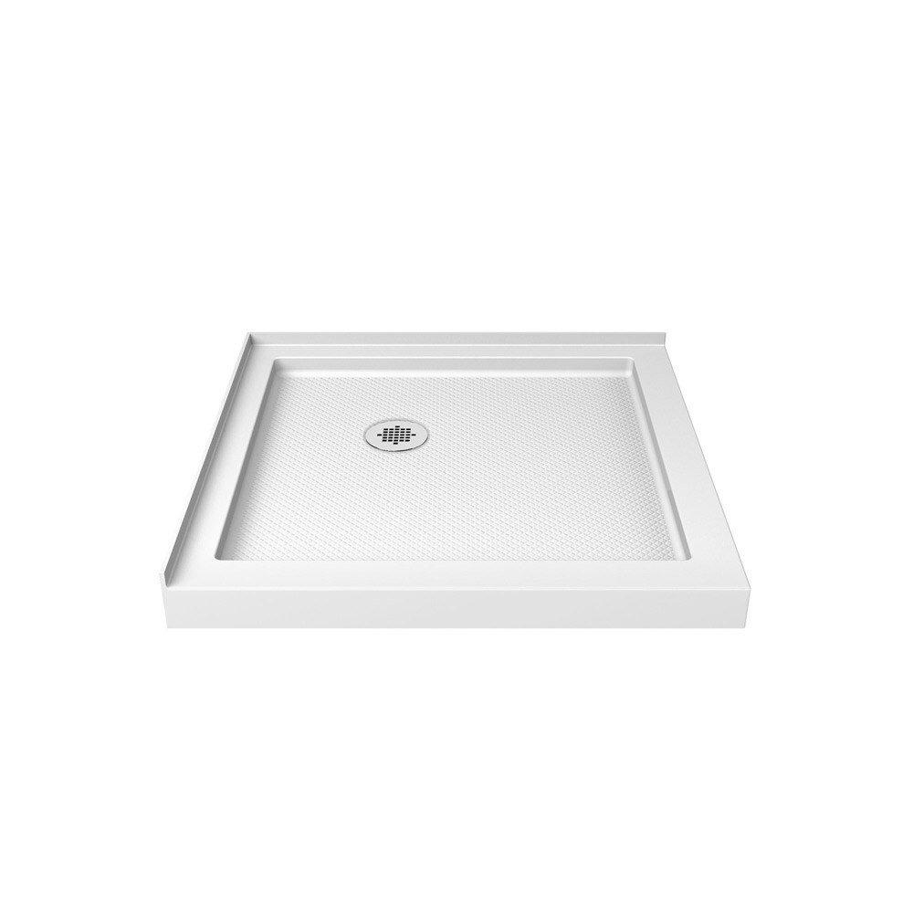 DreamLine White 36 x 36 in. Double Threshold Shower Base with Corner Drain 