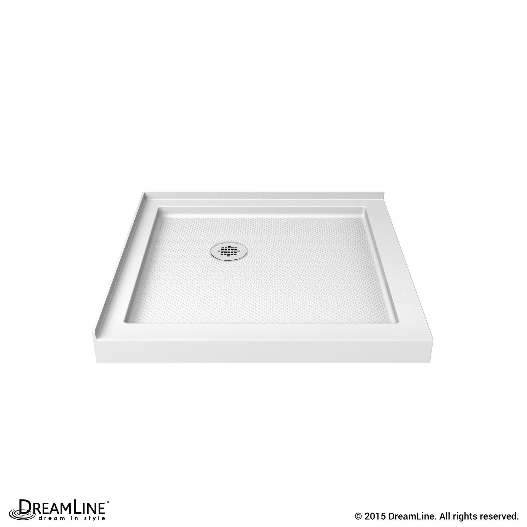 DreamLine White 36 x 36 in. Double Threshold Shower Base with Corner Drain 
