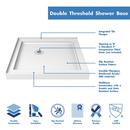 DreamLine White 36 x 36 in. Double Threshold Shower Base with Corner Drain 