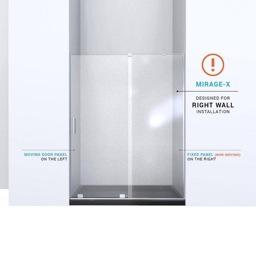 DreamLine Chrome 48 in. Frameless Sliding Shower Door with Right Wall Bracket 