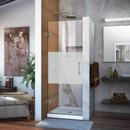 30 in. Frameless Hinged Shower Door with Frosted Glass in Brushed Nickel