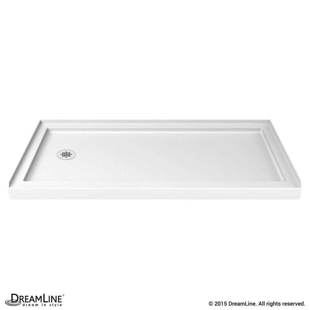 DreamLine White 34 x 60 in. Single Threshold Shower Base with Left Drain 