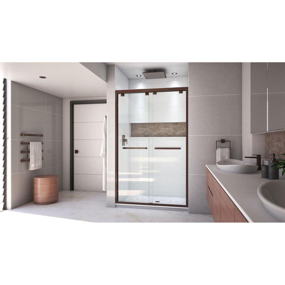 DreamLine Oil Rubbed Bronze 48 in. Frameless Bypass Sliding Shower Door with Clear Glass 