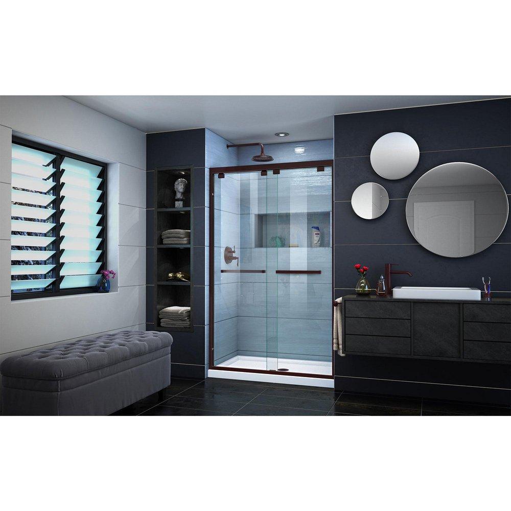 DreamLine Oil Rubbed Bronze 48 in. Frameless Bypass Sliding Shower Door with Clear Glass 