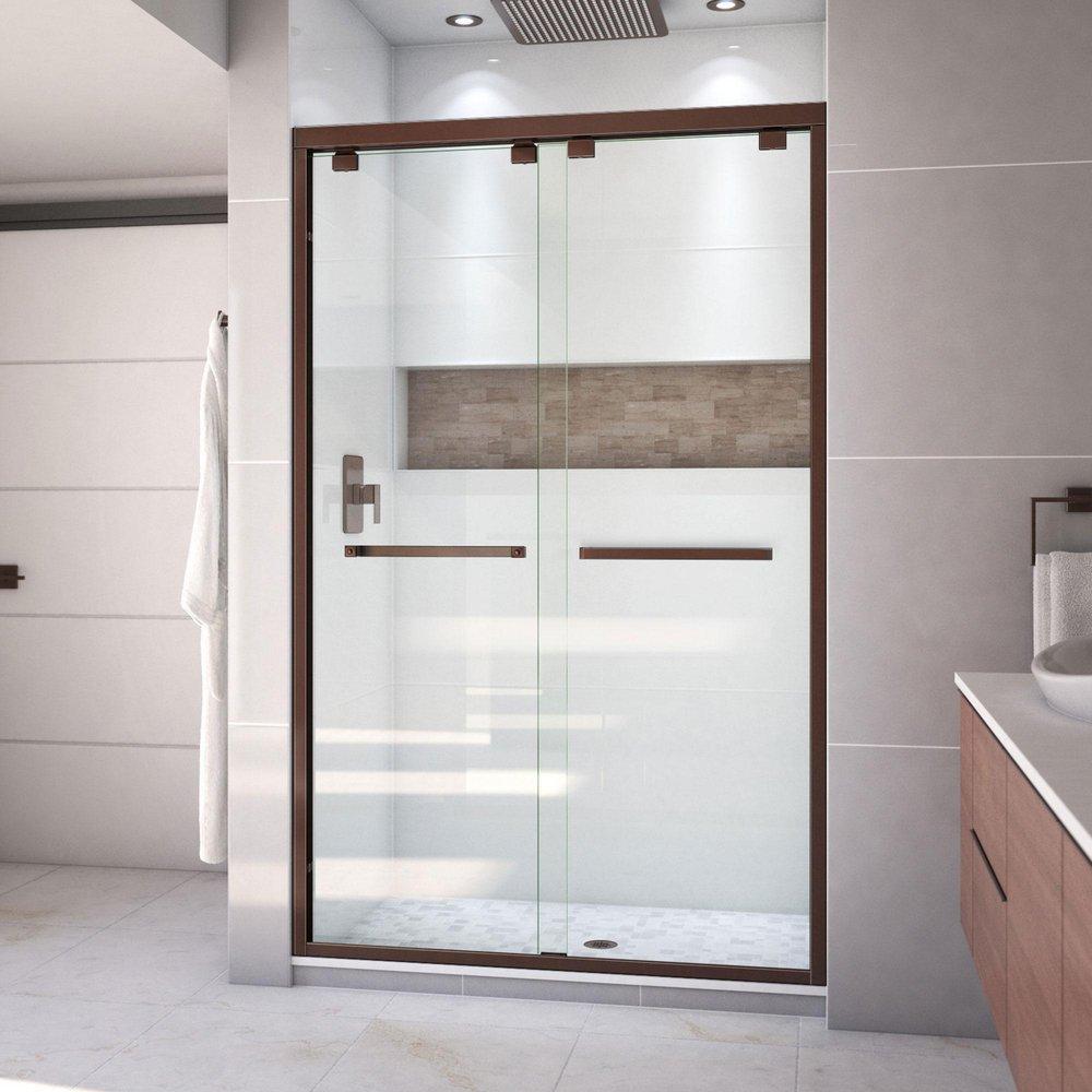 DreamLine Oil Rubbed Bronze 48 in. Frameless Bypass Sliding Shower Door with Clear Glass 