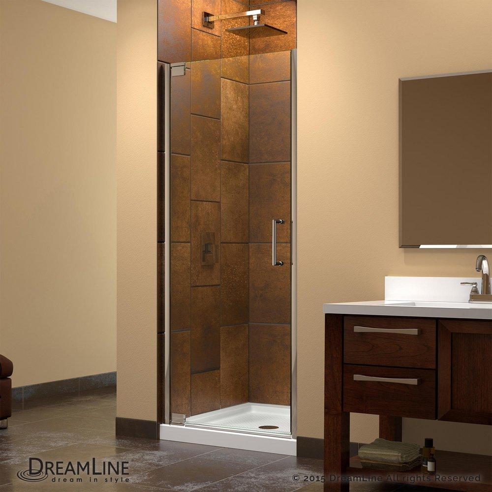 DreamLine Chrome 30-3/4 in. Frameless Pivot Shower Door with Tempered Glass 