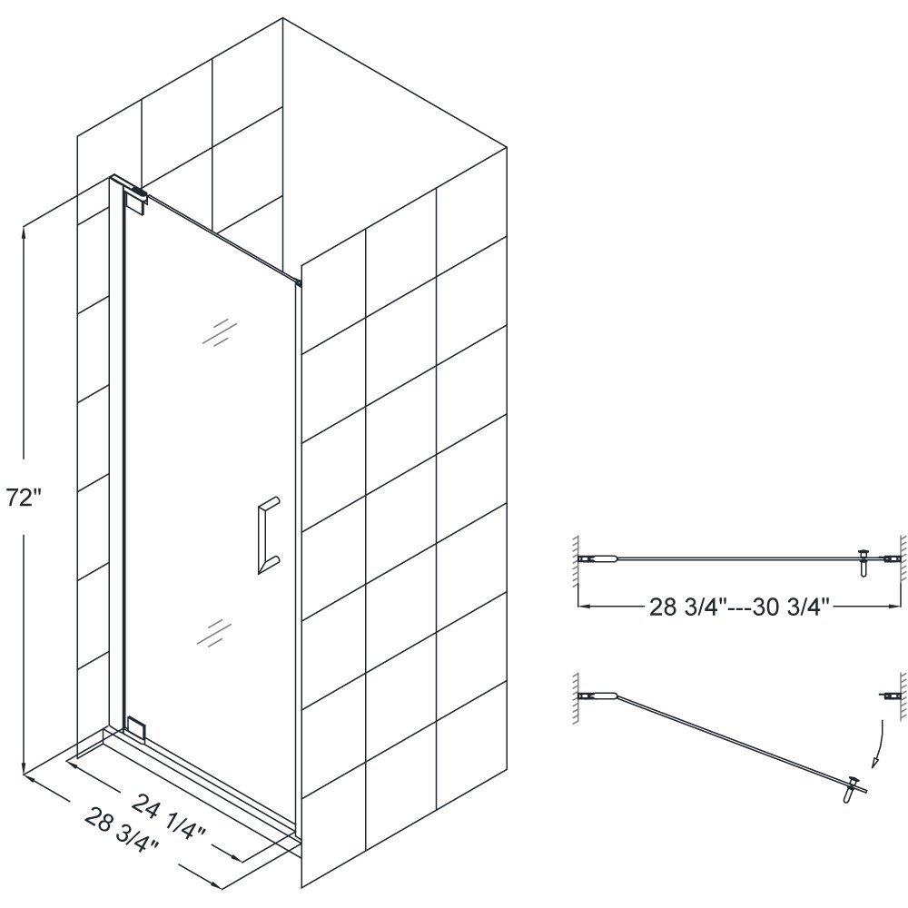 DreamLine Chrome 30-3/4 in. Frameless Pivot Shower Door with Tempered Glass 